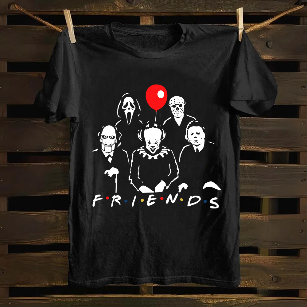 Unisex Vintage Friends Halloween SVG Horror Movie Cotton T-Shirt