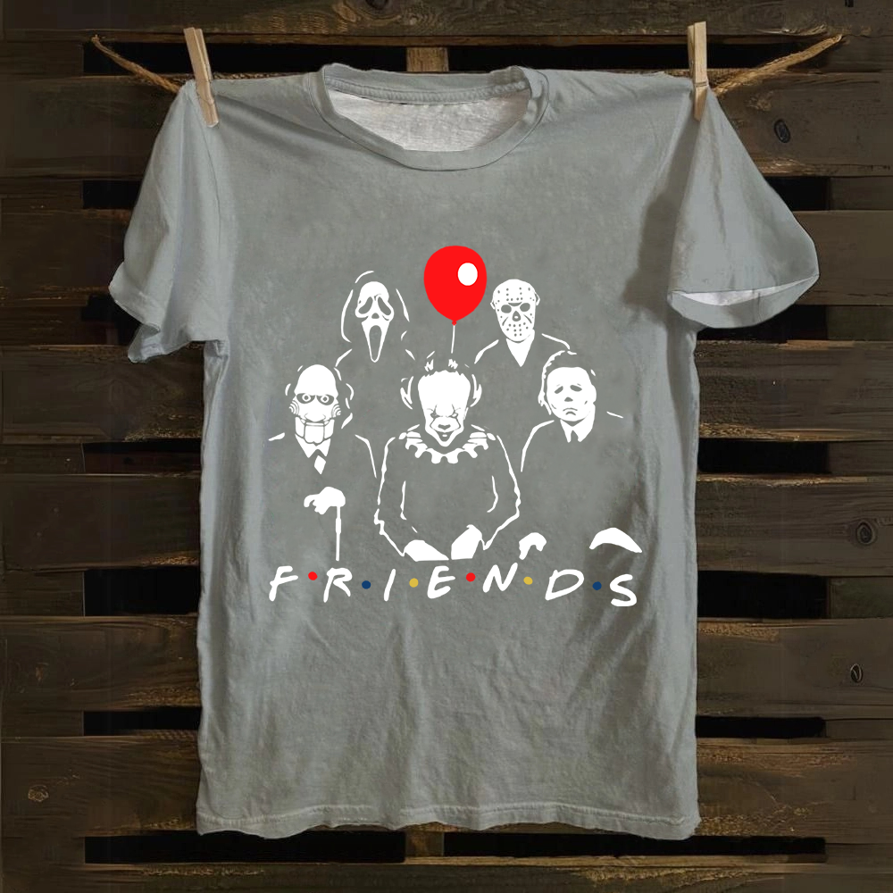Unisex Vintage Friends Halloween SVG Horror Movie Cotton T-Shirt