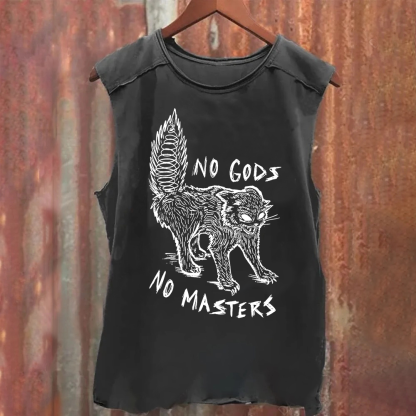 Unisex Vintage Washed No Gods No Masters Tank Top