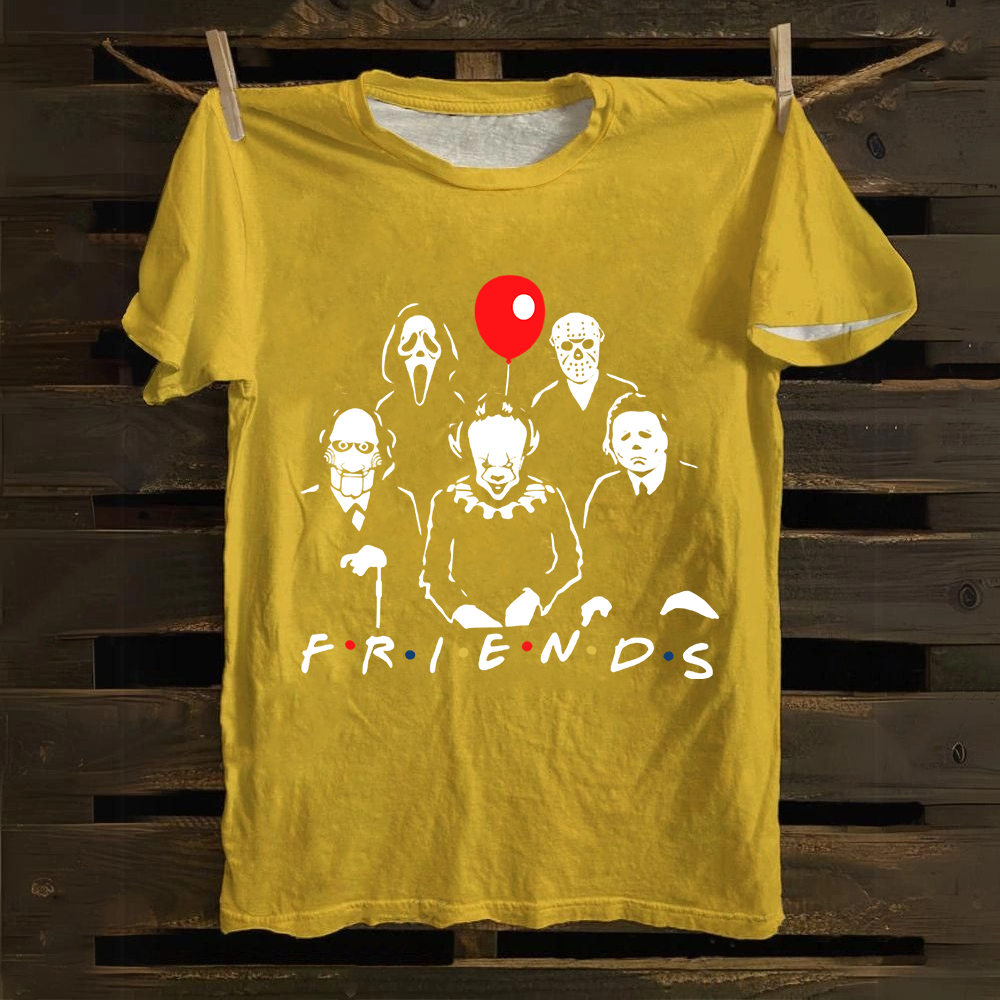 Unisex Vintage Friends Halloween SVG Horror Movie Cotton T-Shirt