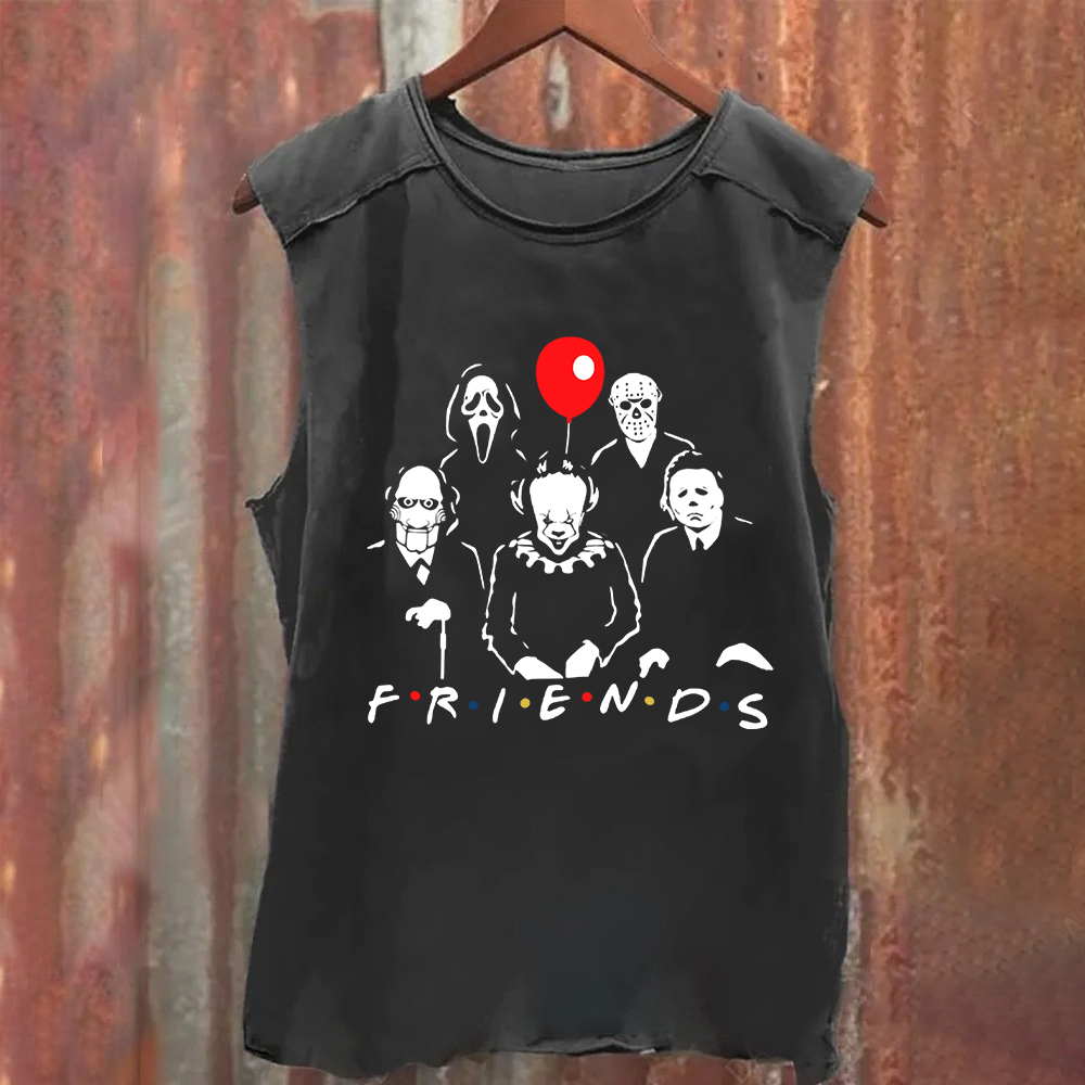 Unisex Vintage Washed Friends Halloween SVG Horror Movie Tank Top