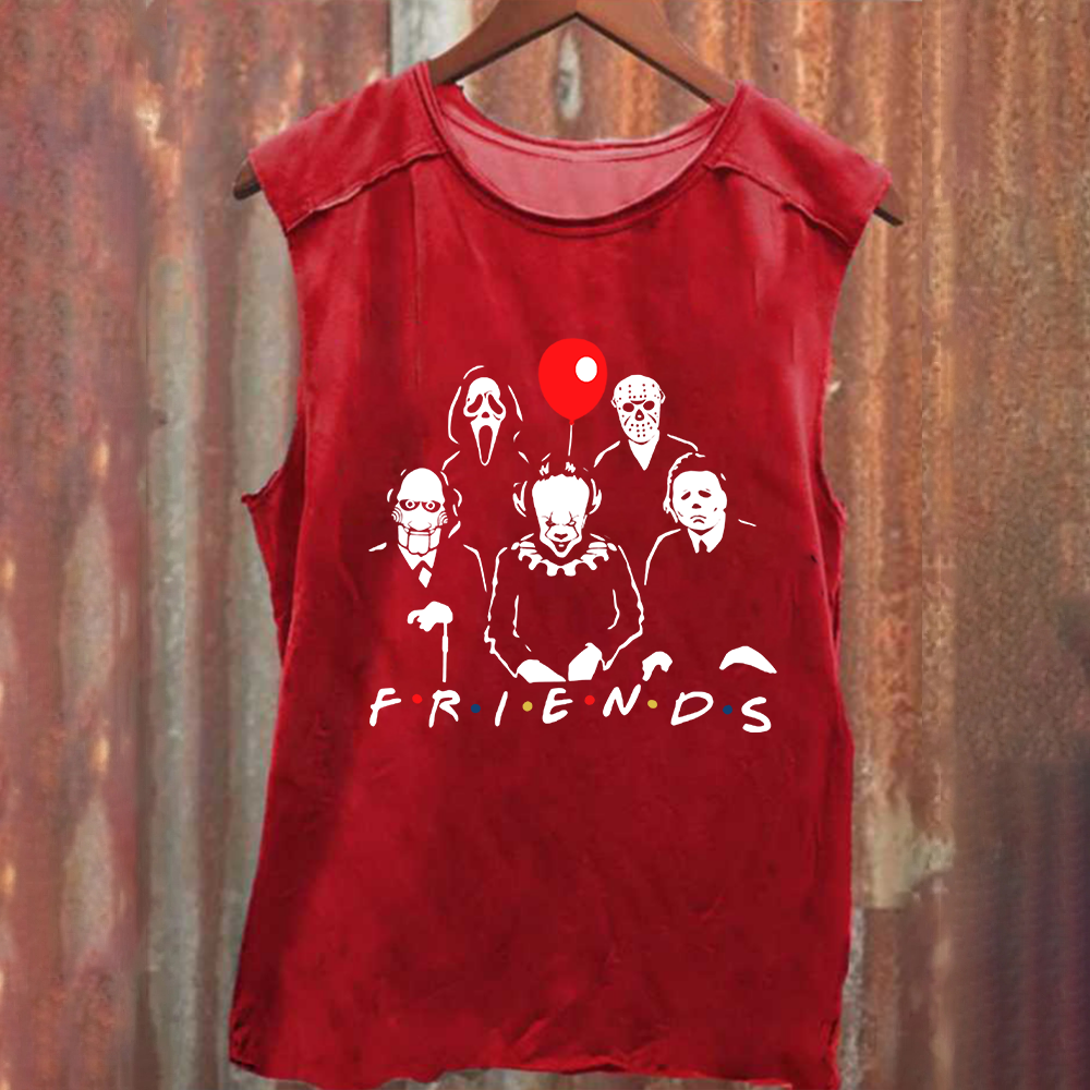 Unisex Vintage Washed Friends Halloween SVG Horror Movie Tank Top
