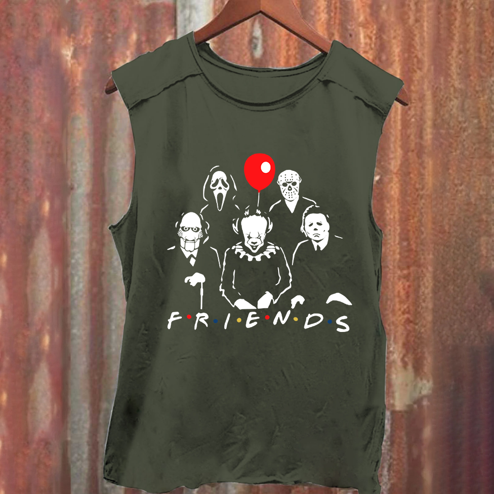 Unisex Vintage Washed Friends Halloween SVG Horror Movie Tank Top