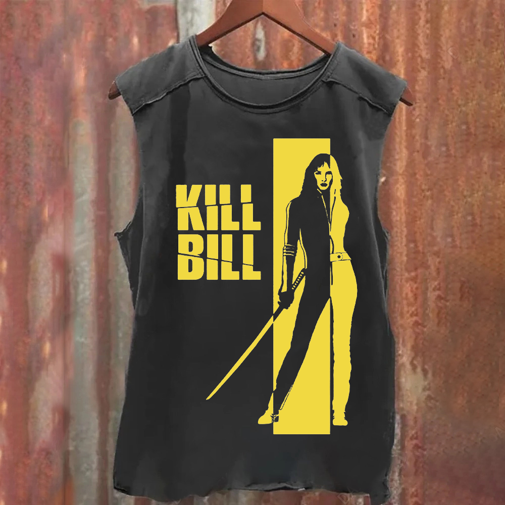 Unisex Vintage Washed  Kill Bill Horror Movie Tank Top