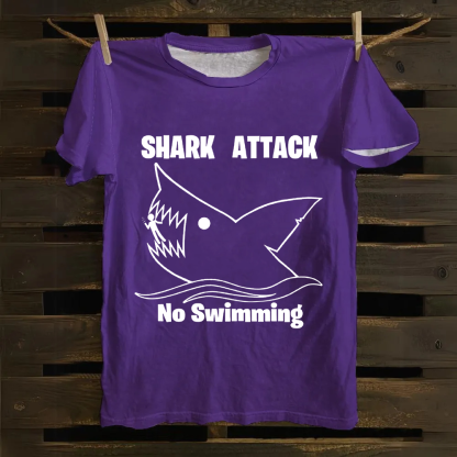 Unisex Vintage Shark Attack funny  Cotton T-Shirt