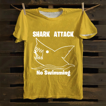 Unisex Vintage Shark Attack funny  Cotton T-Shirt