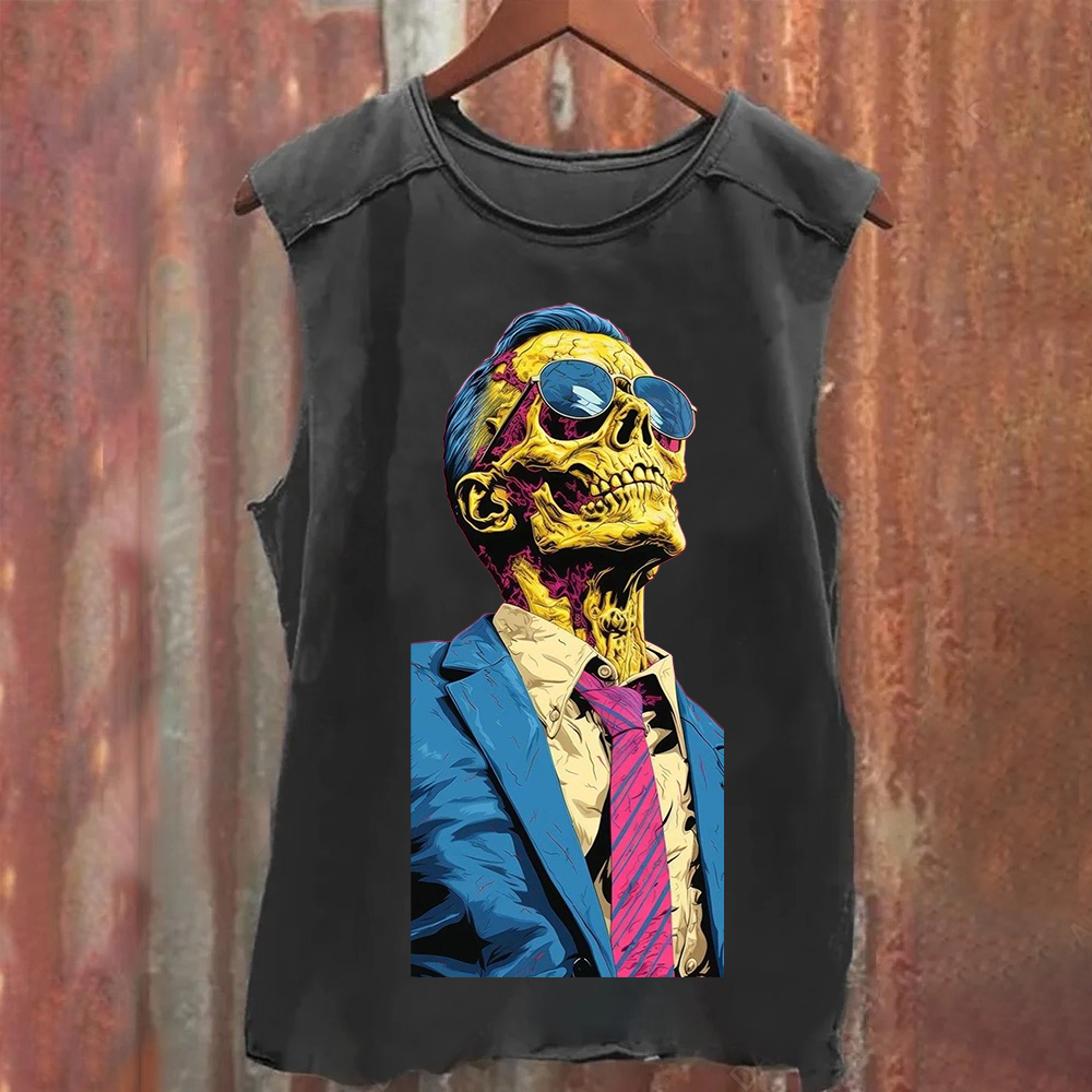 Unisex Fantasy Fashion Skull Art Illustration Printed Classic Tank Top