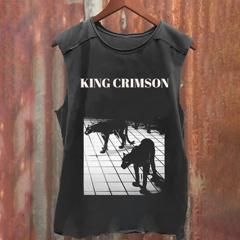 Unisex Vintage Washed King Crimson Band Tank Top