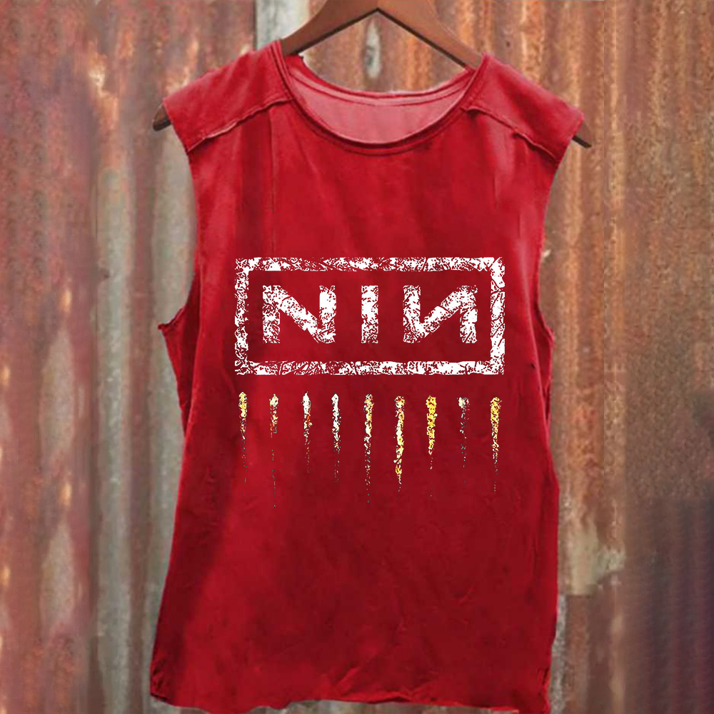 Unisex Vintage Washed Nine Inch Nails Band Tank Top