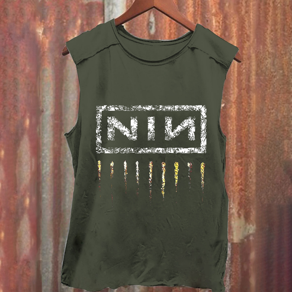 Unisex Vintage Washed Nine Inch Nails Band Tank Top