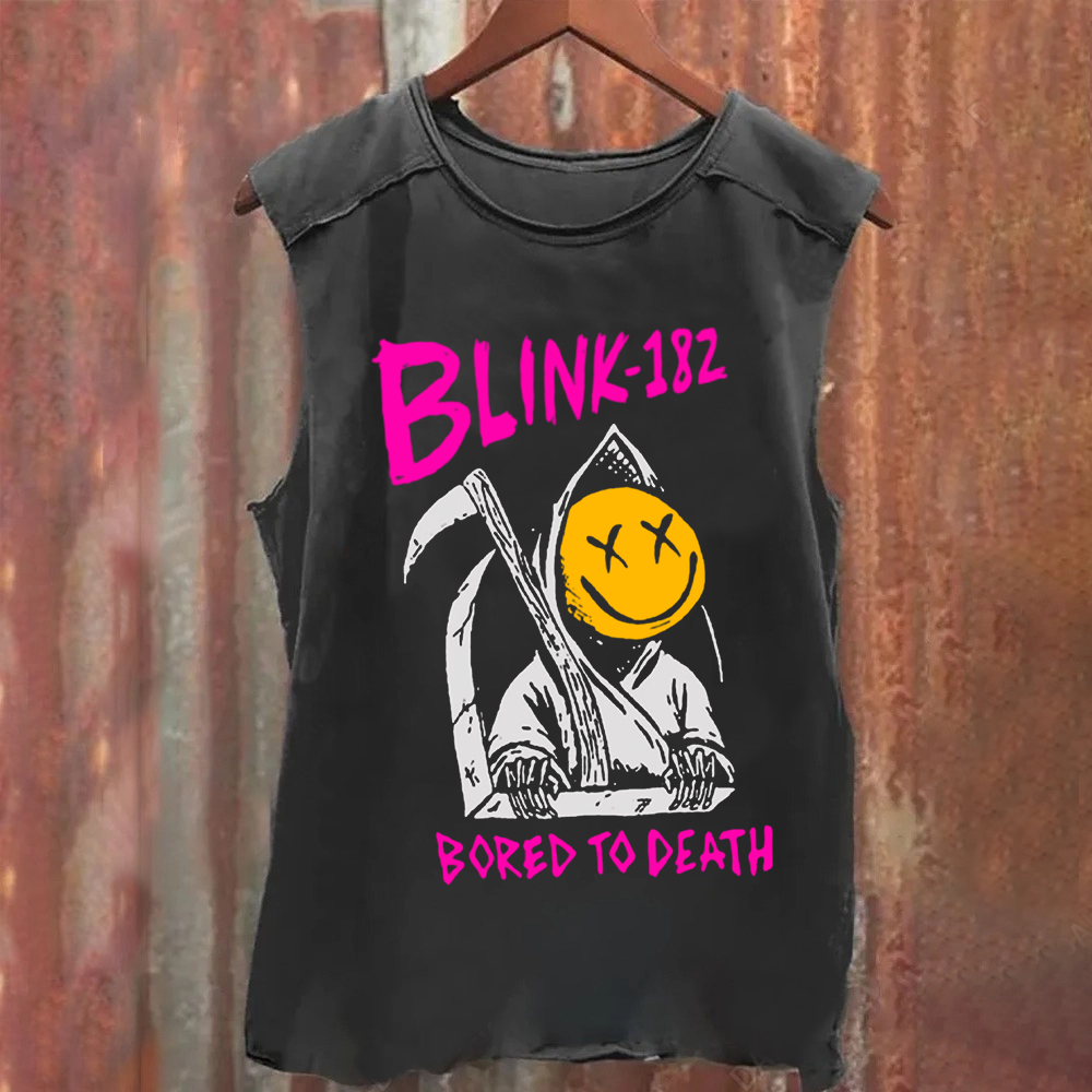 Unisex Vintage Washed Blink 182 Band Tank Top