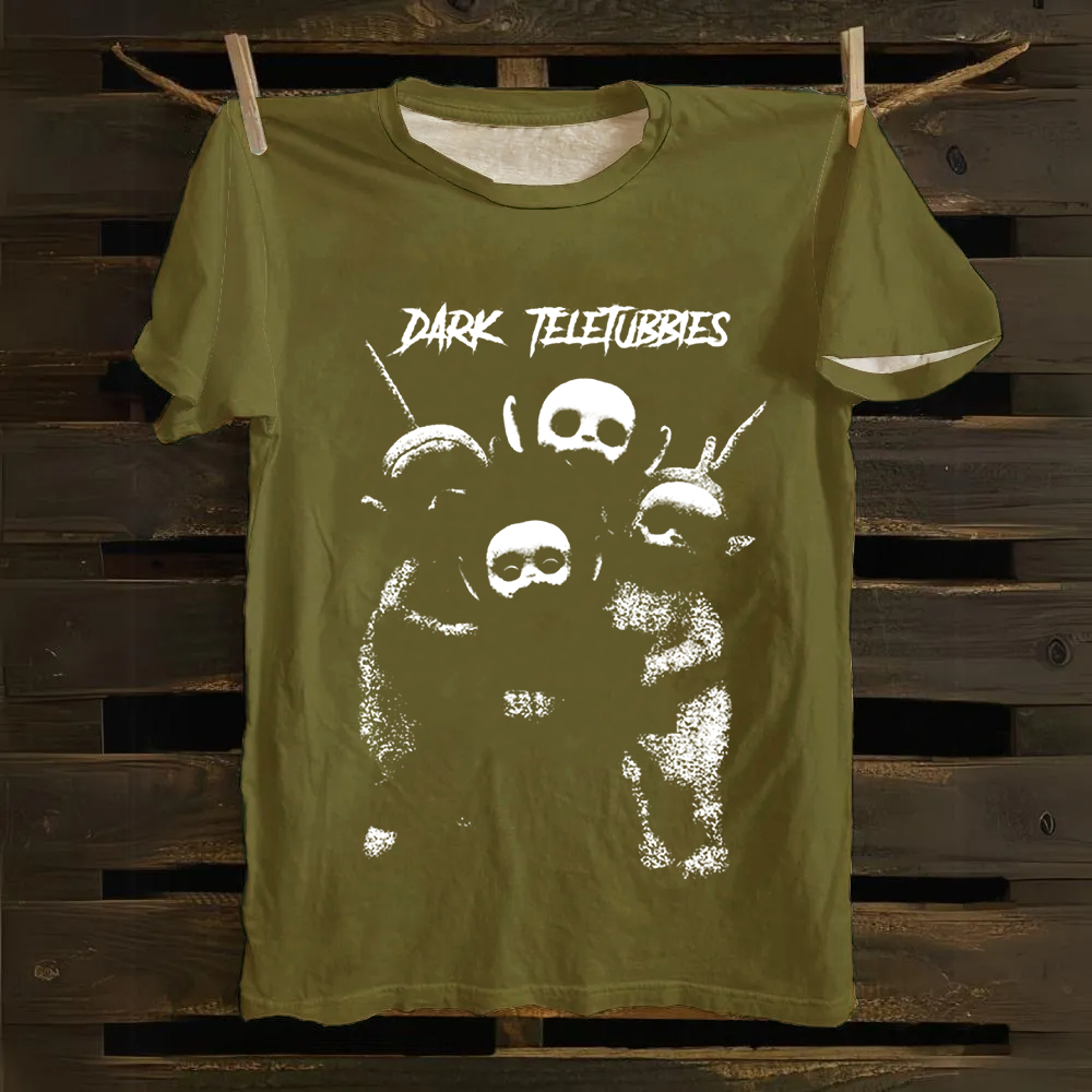 Unisex Vintage  Dark Teletubbies Cotton T-Shirt