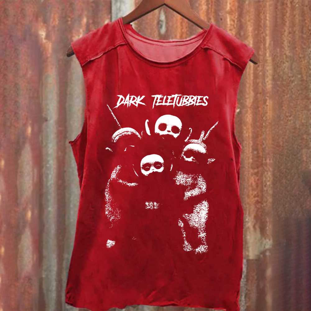 Unisex Vintage Washed  Dark Teletubbies Tank Top