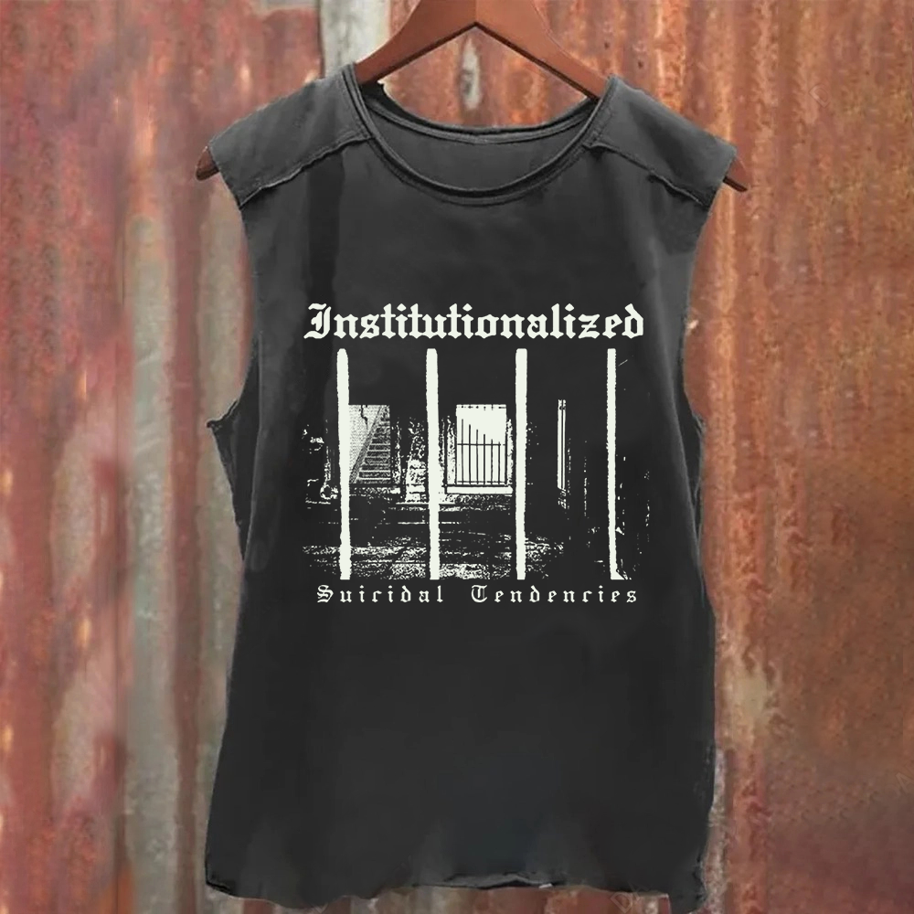 Unisex Vintage Washed  Suicidal Tendencies Band Institutionalized Tank Top