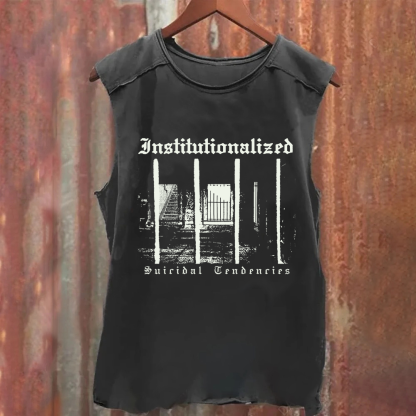 Unisex Vintage Washed  Suicidal Tendencies Band Institutionalized Tank Top