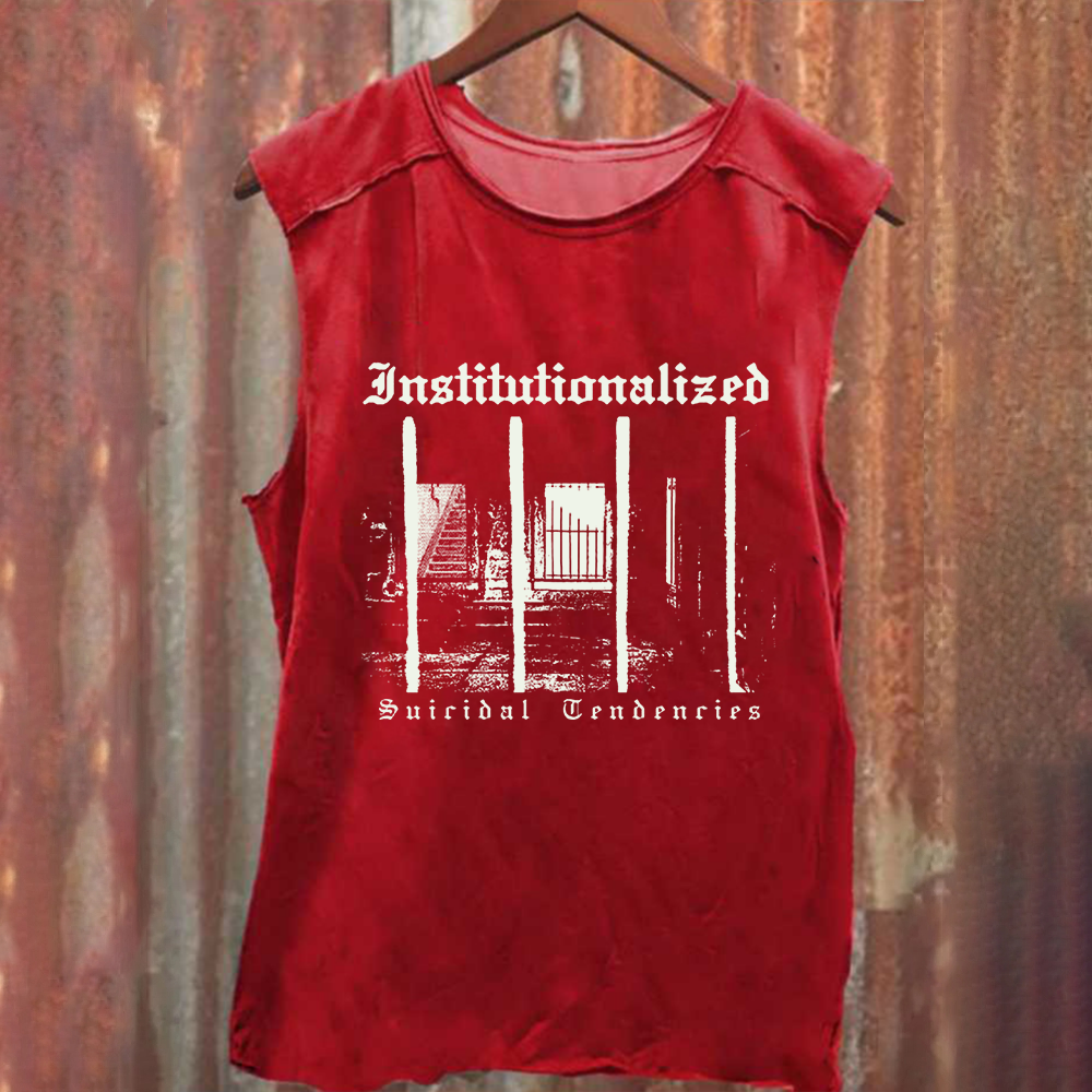 Unisex Vintage Washed  Suicidal Tendencies Band Institutionalized Tank Top