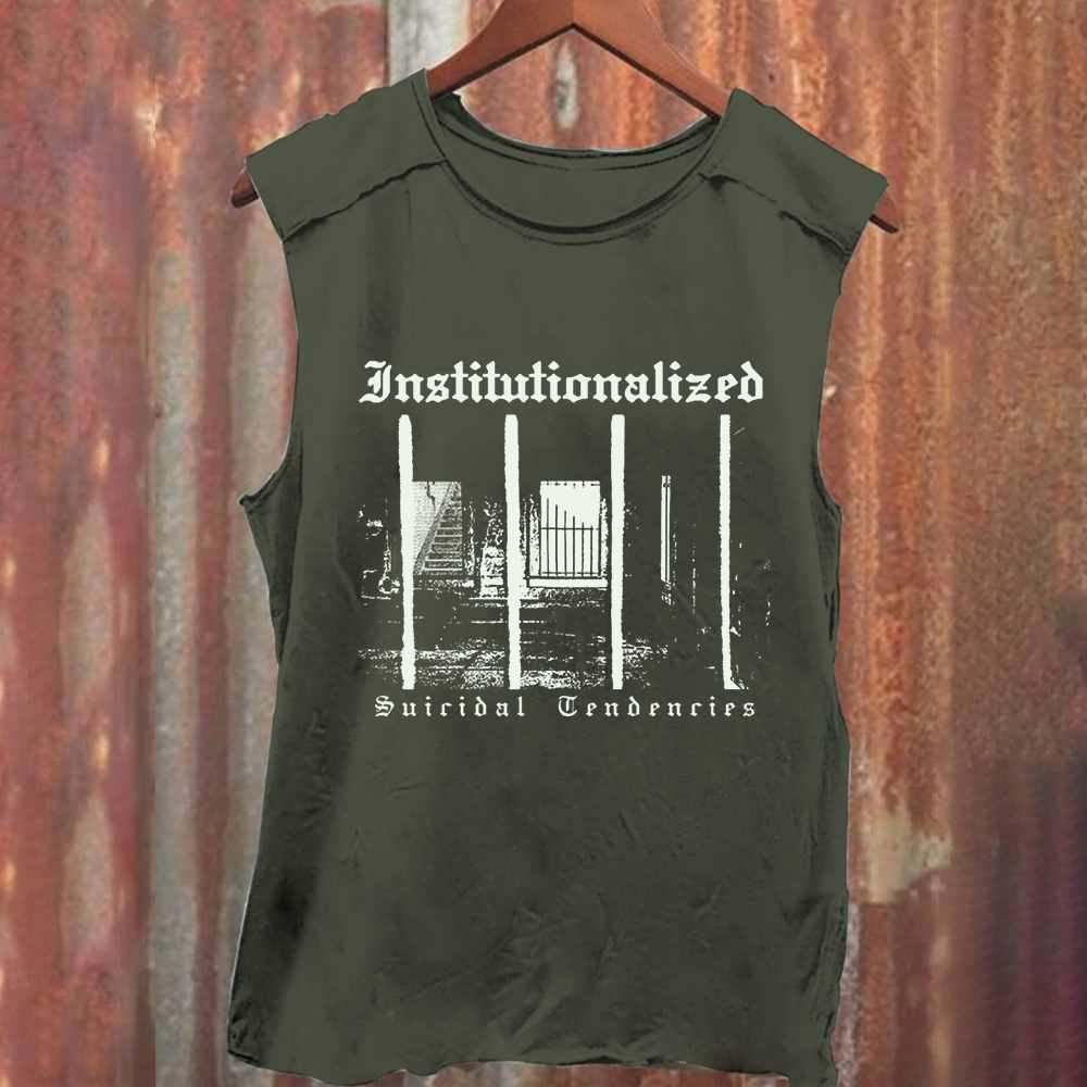 Unisex Vintage Washed  Suicidal Tendencies Band Institutionalized Tank Top