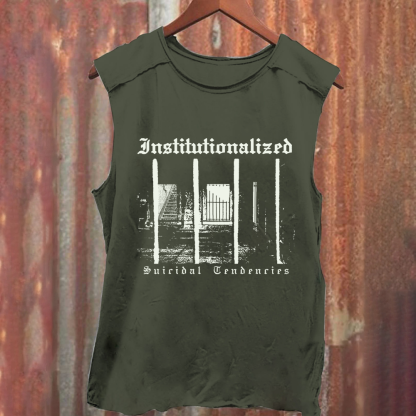 Unisex Vintage Washed  Suicidal Tendencies Band Institutionalized Tank Top