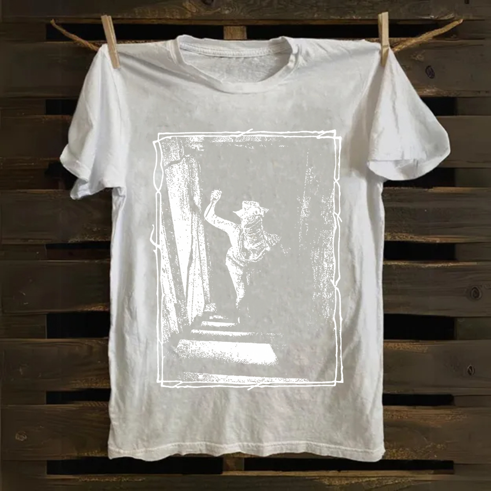 Unisex Vintage  Monster Cat Cotton T-Shirt