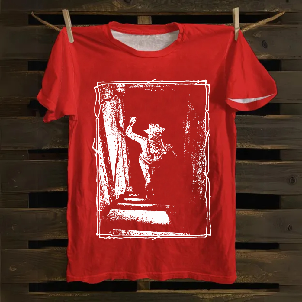 Unisex Vintage  Monster Cat Cotton T-Shirt