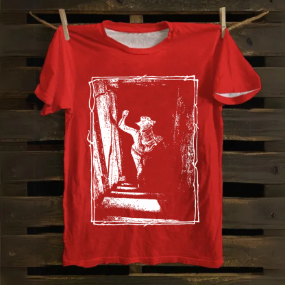 Unisex Vintage  Monster Cat Cotton T-Shirt