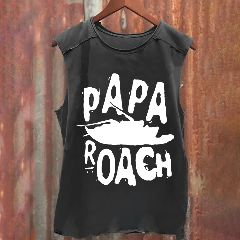 Unisex Vintage Washed Papa Roach Rock Band  Tank Top
