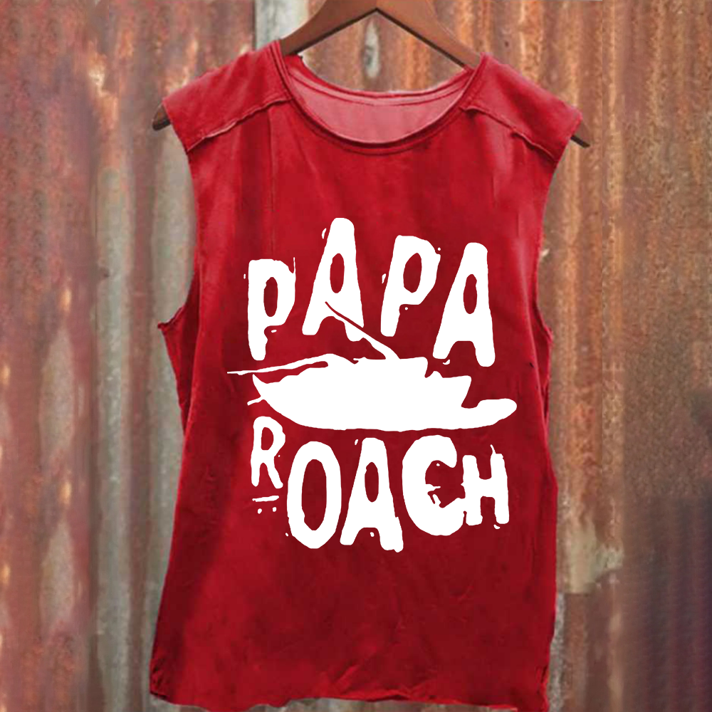 Unisex Vintage Washed Papa Roach Rock Band  Tank Top