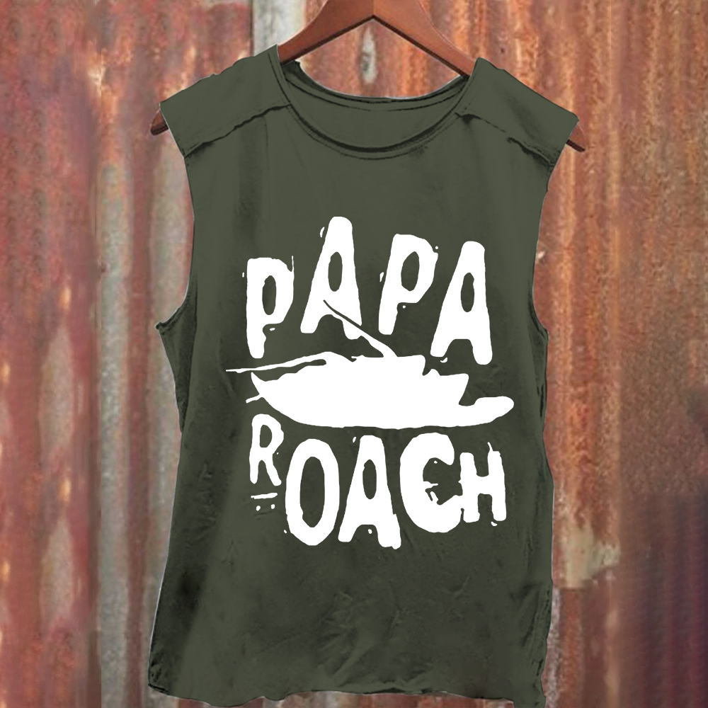 Unisex Vintage Washed Papa Roach Rock Band  Tank Top