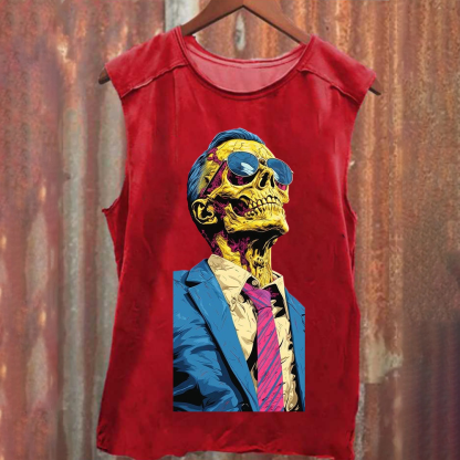 Unisex Fantasy Fashion Skull Art Illustration Printed Classic Tank Top