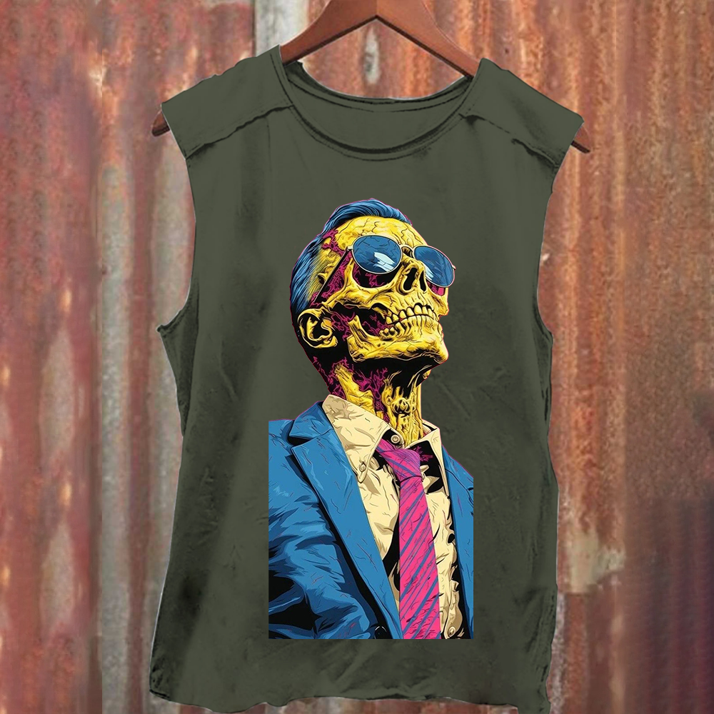 Unisex Fantasy Fashion Skull Art Illustration Printed Classic Tank Top