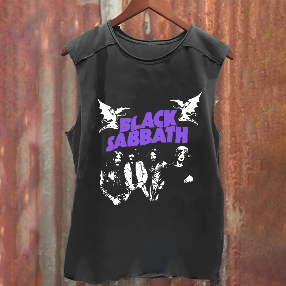 Unisex Vintage Washed Black Sabbath Band  Tank Top