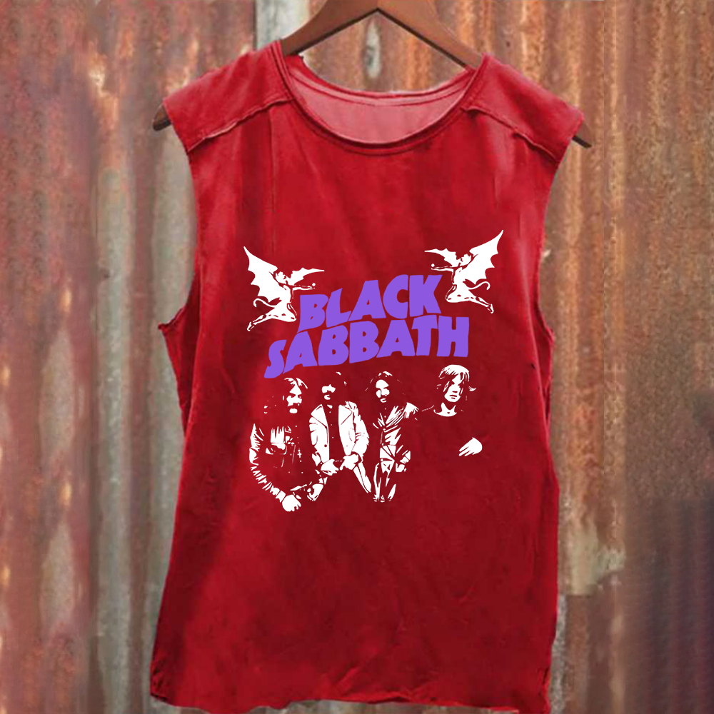 Unisex Vintage Washed Black Sabbath Band  Tank Top