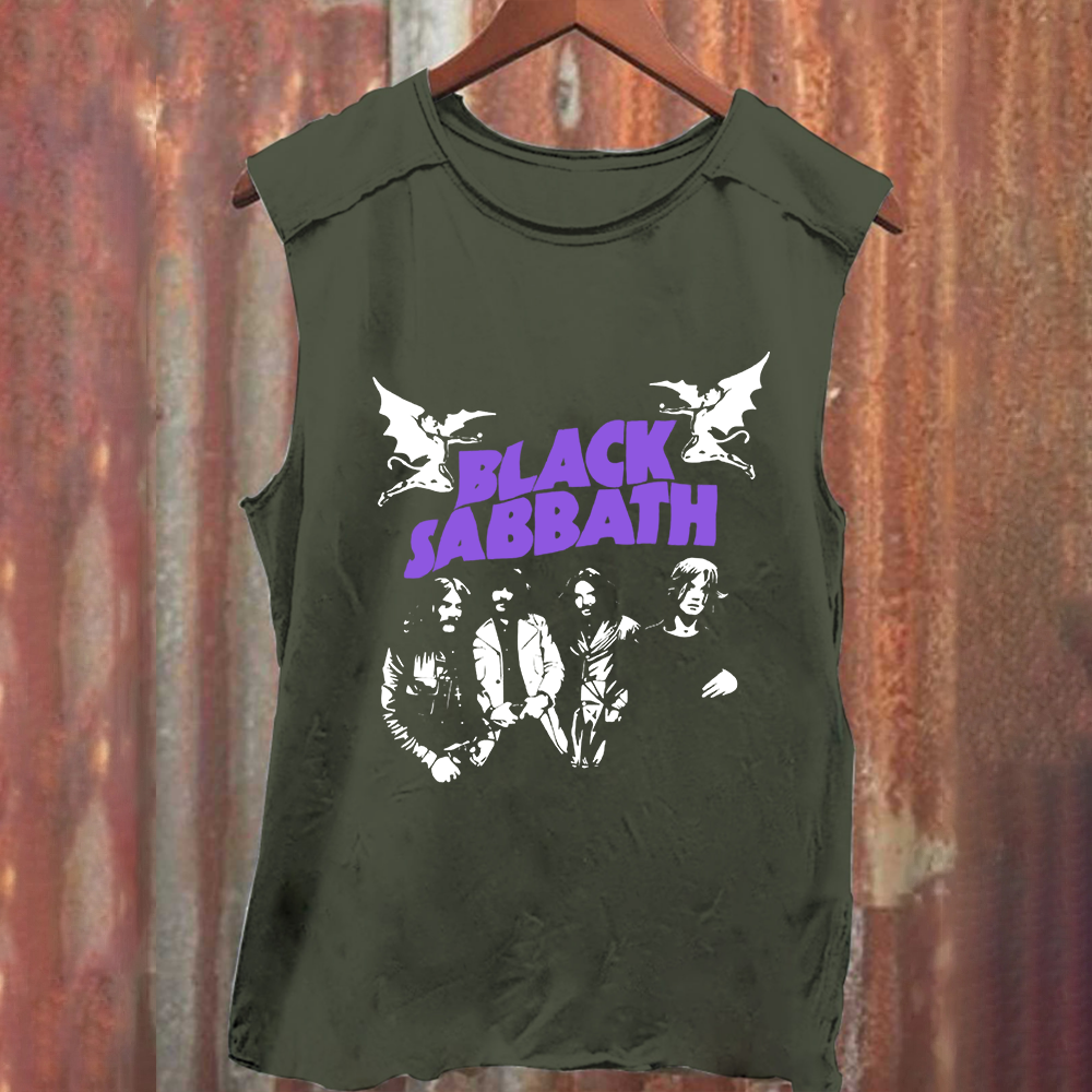 Unisex Vintage Washed Black Sabbath Band  Tank Top