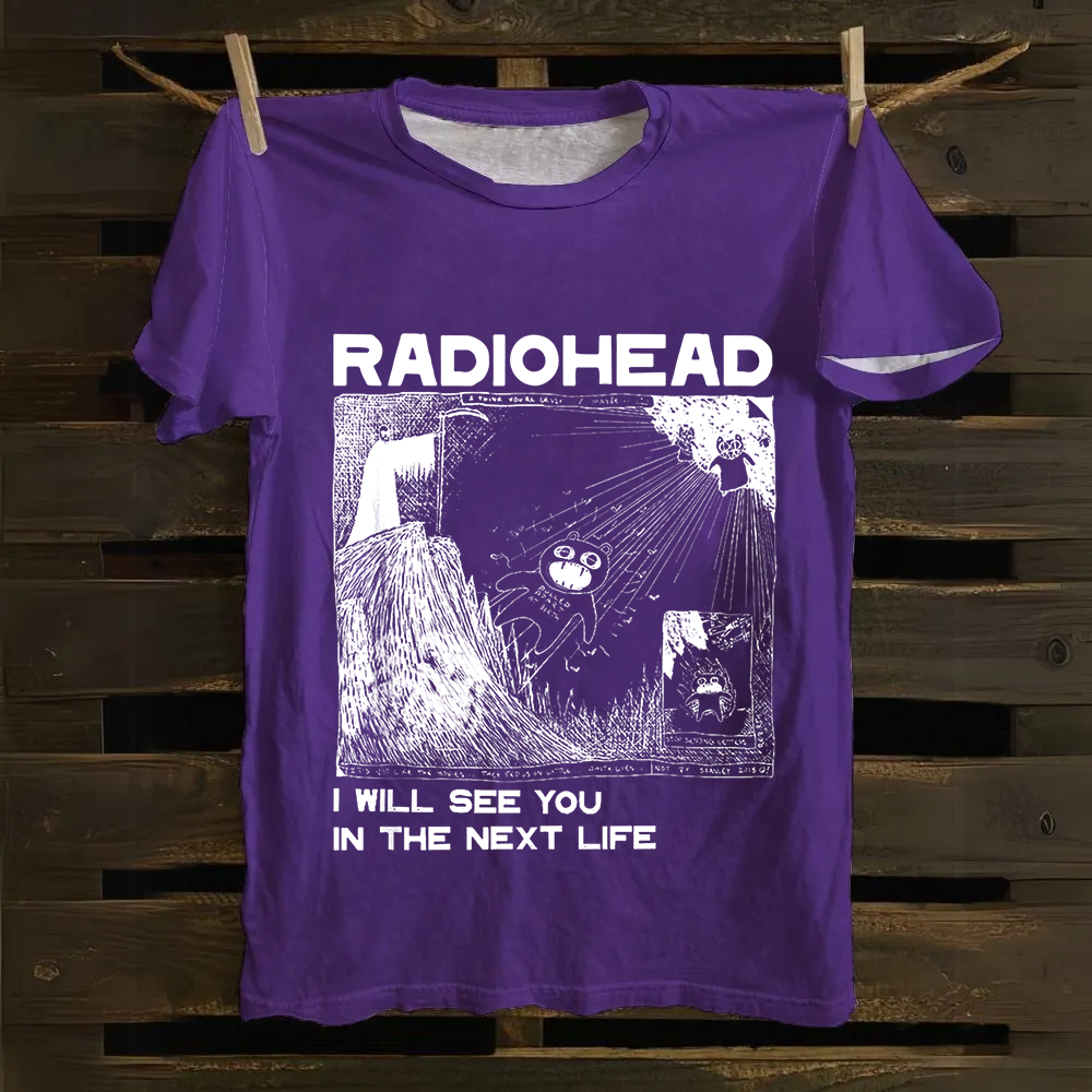 Unisex Vintage  Radiohead Band Cotton T-Shirt