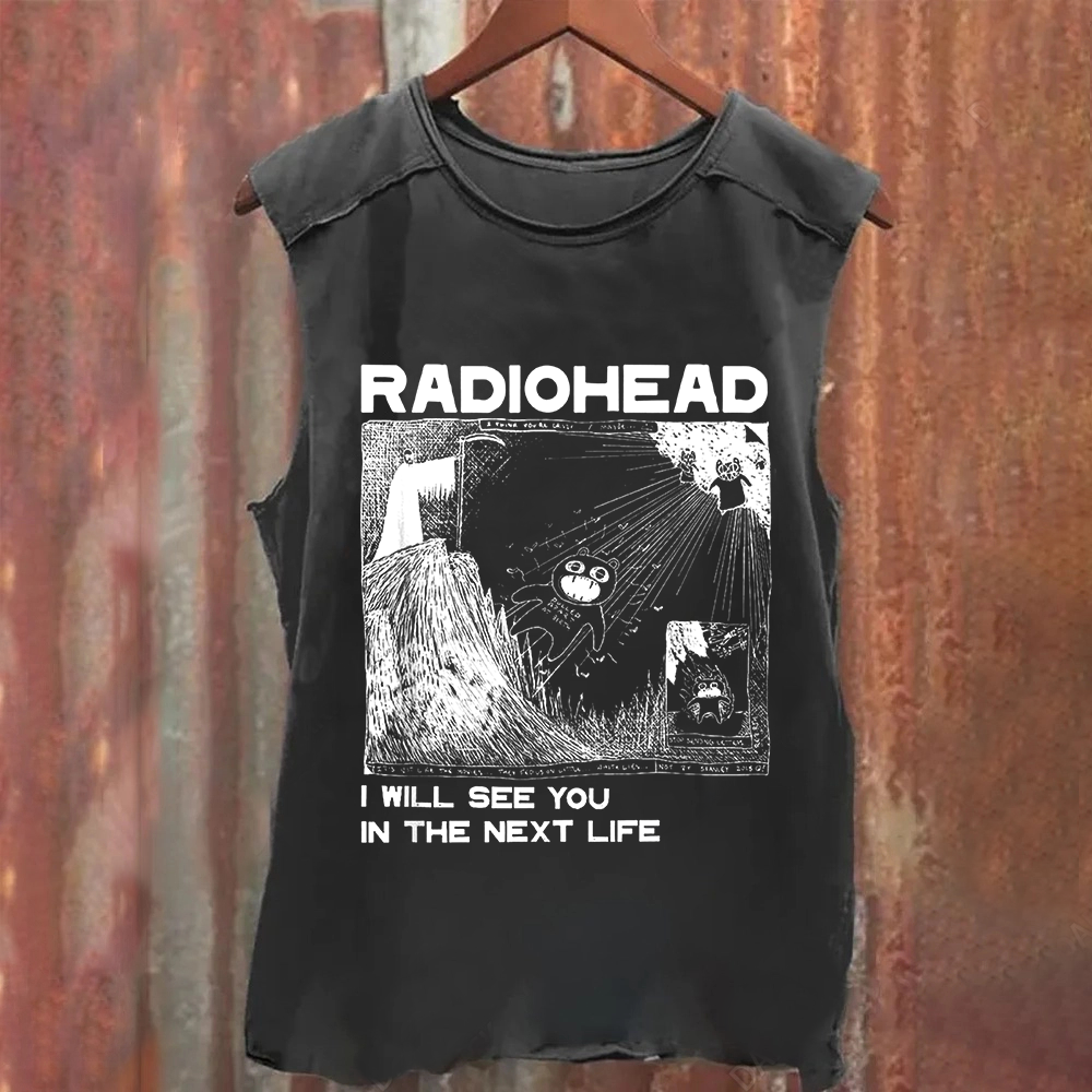 Unisex Vintage Washed  Radiohead Band Tank Top