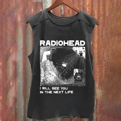 Unisex Vintage Washed  Radiohead Band Tank Top