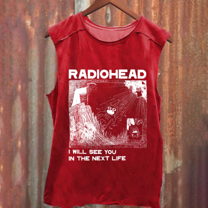 Unisex Vintage Washed  Radiohead Band Tank Top