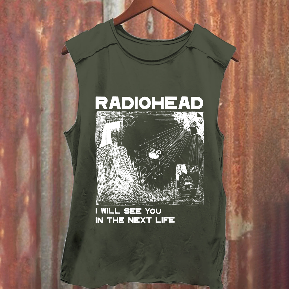 Unisex Vintage Washed  Radiohead Band Tank Top