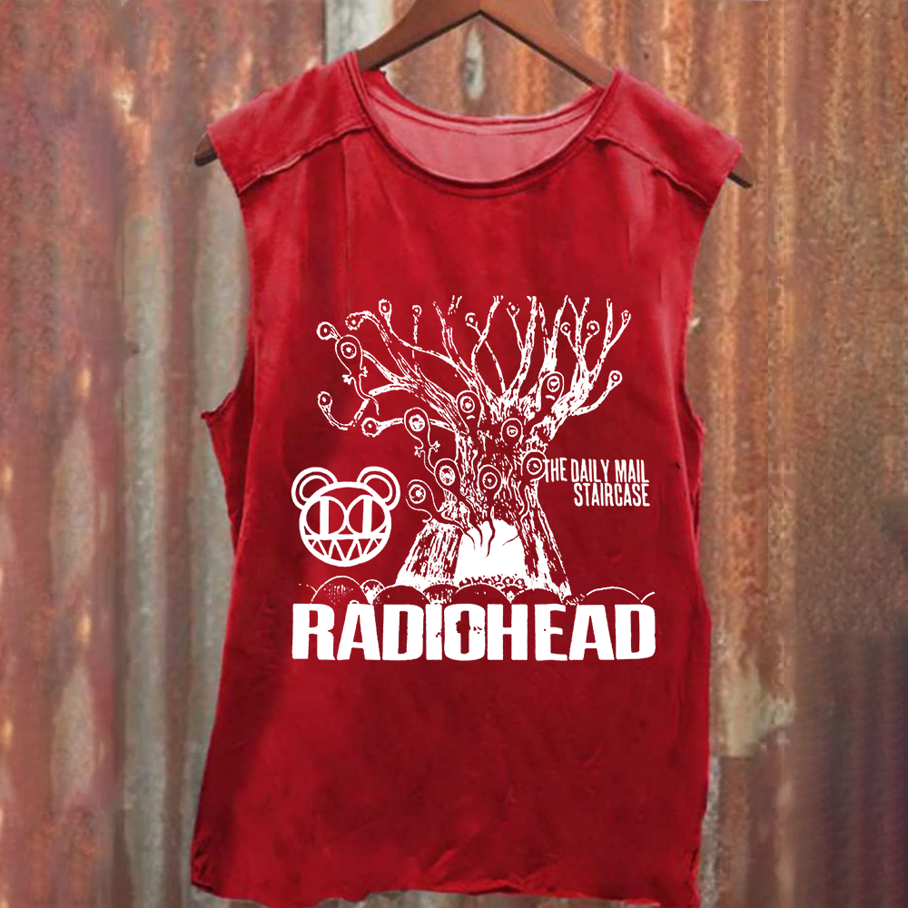 Unisex Vintage Washed  Radiohead Band Tank Top