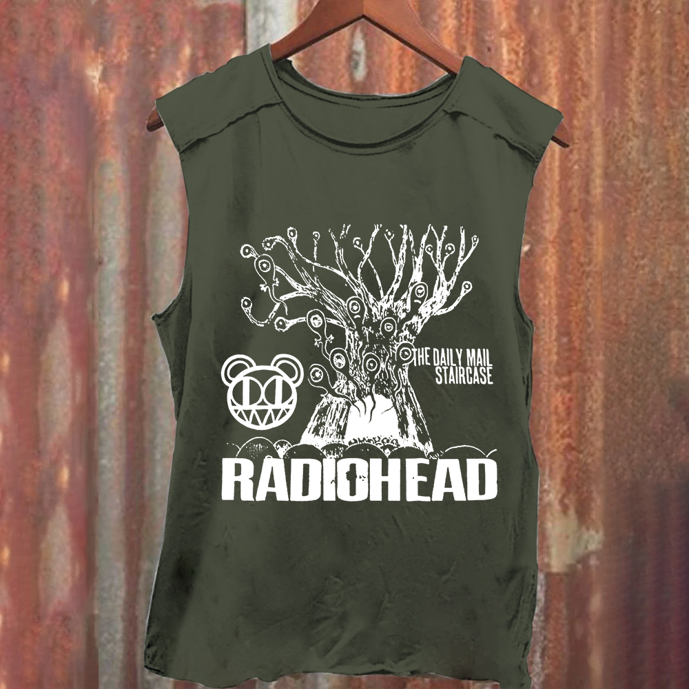 Unisex Vintage Washed  Radiohead Band Tank Top