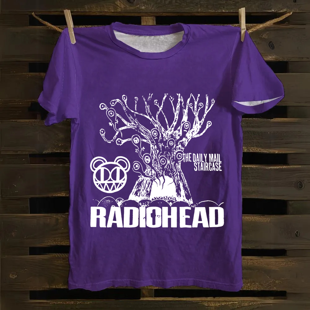 Unisex Vintage  Radiohead Band Cotton T-Shirt