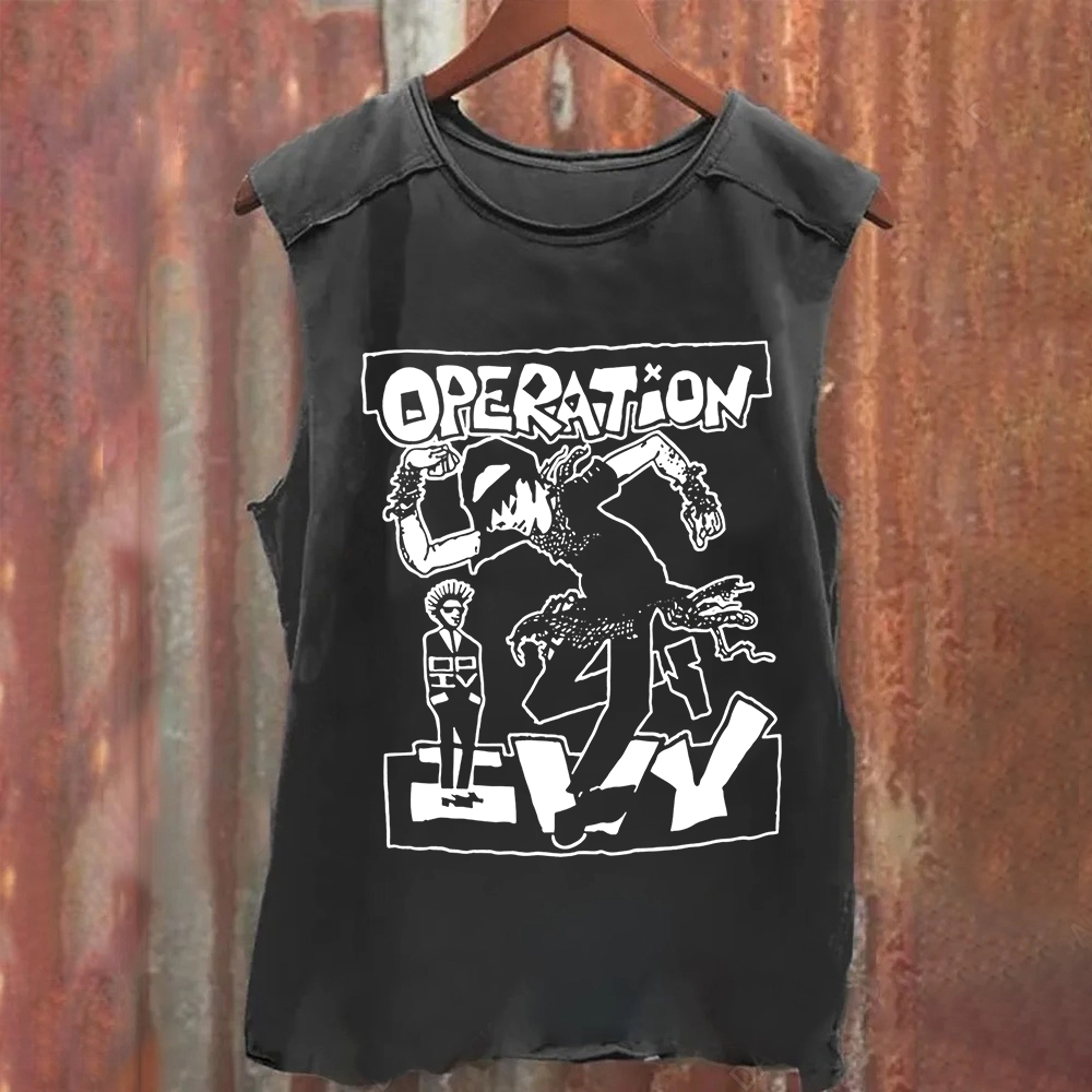 Unisex Vintage Washed  Operation Ivy Band Tank Top