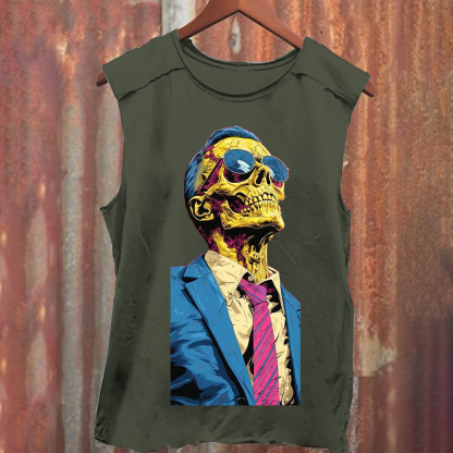 Unisex Fantasy Fashion Skull Art Illustration Printed Classic Tank Top