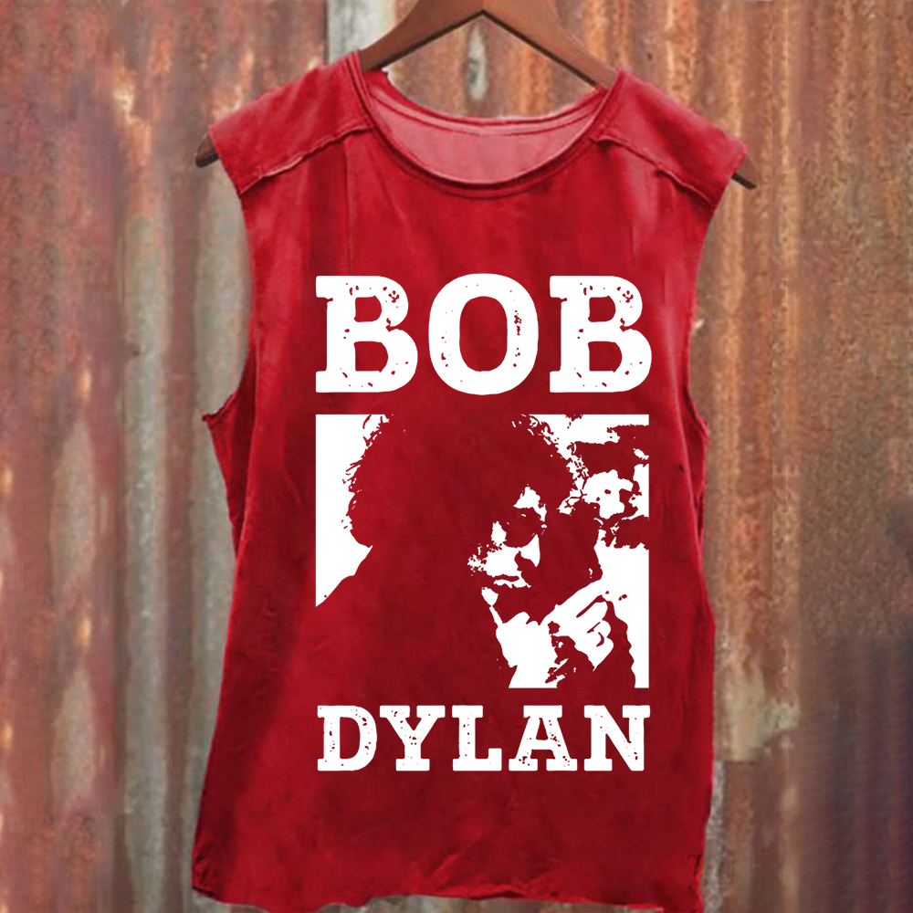 Unisex Vintage Washed Bob Dylan Singer Tank Top