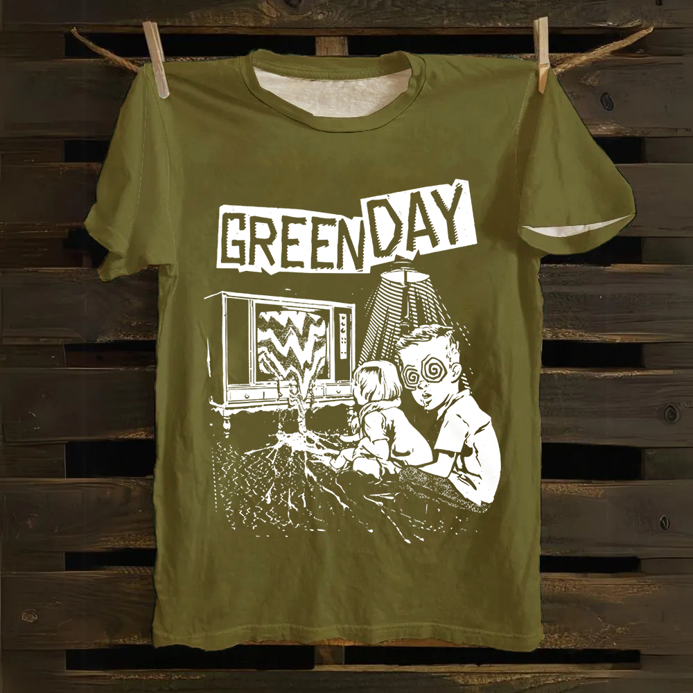 Unisex Vintage Green Day Band Cotton T-Shirt