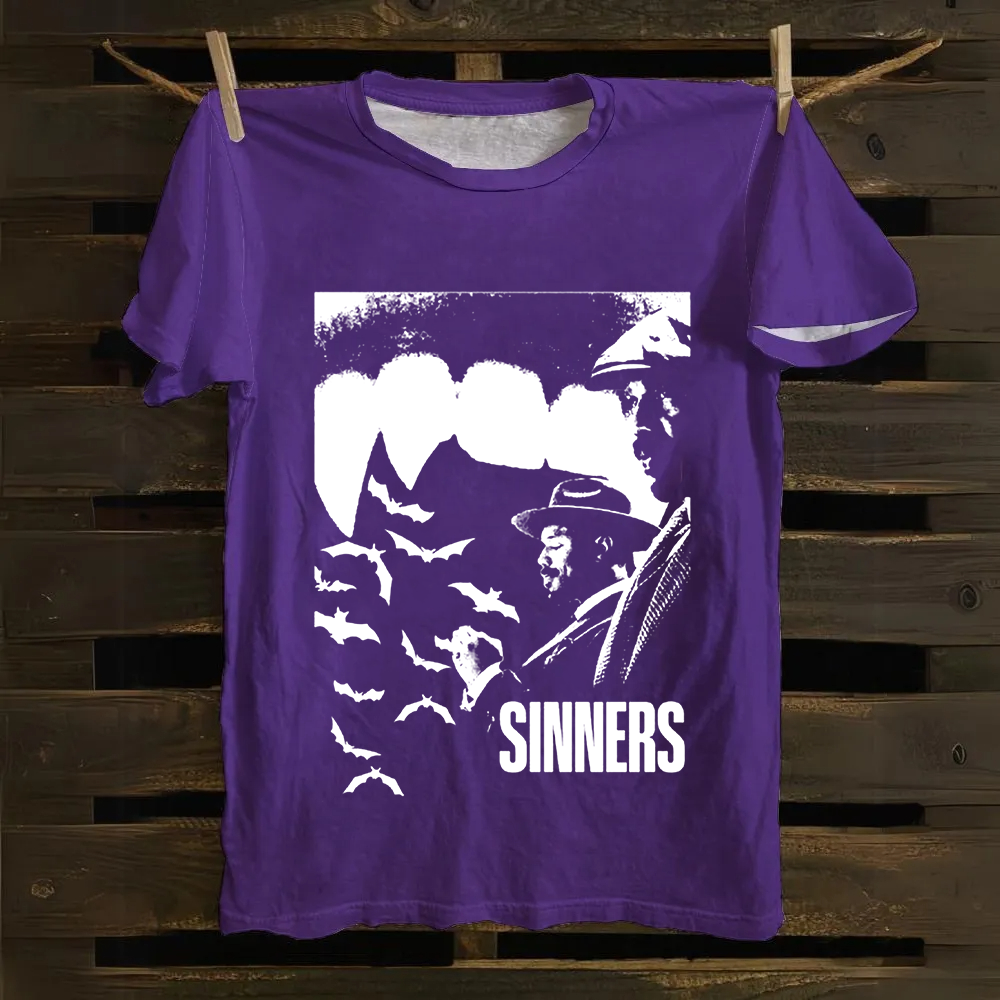Unisex Vintage Sinners 2025 Horror Movie Cotton T-Shirt