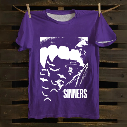 Unisex Vintage Sinners 2025 Horror Movie Cotton T-Shirt