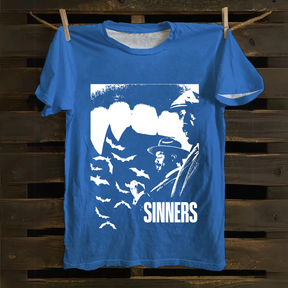 Unisex Vintage Sinners 2025 Horror Movie Cotton T-Shirt