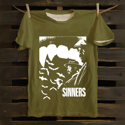 Unisex Vintage Sinners 2025 Horror Movie Cotton T-Shirt
