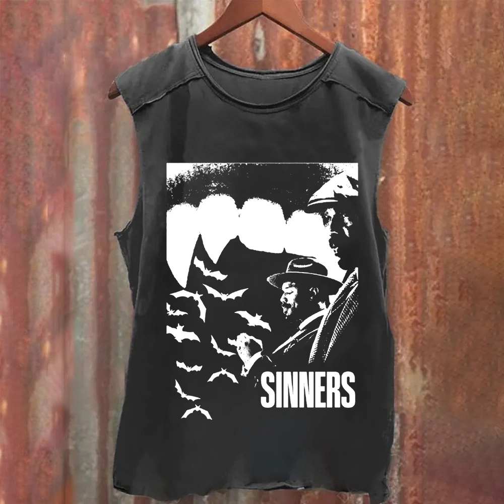 Unisex Vintage Washed Sinners 2025 Horror Movie Tank Top